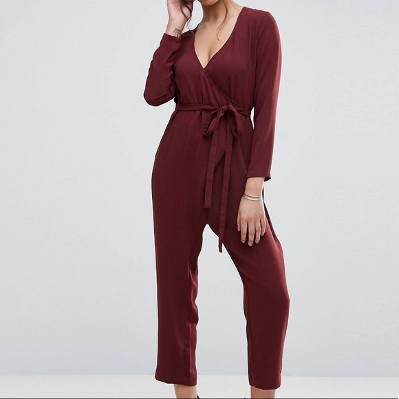 asos burgundy jumpsuit